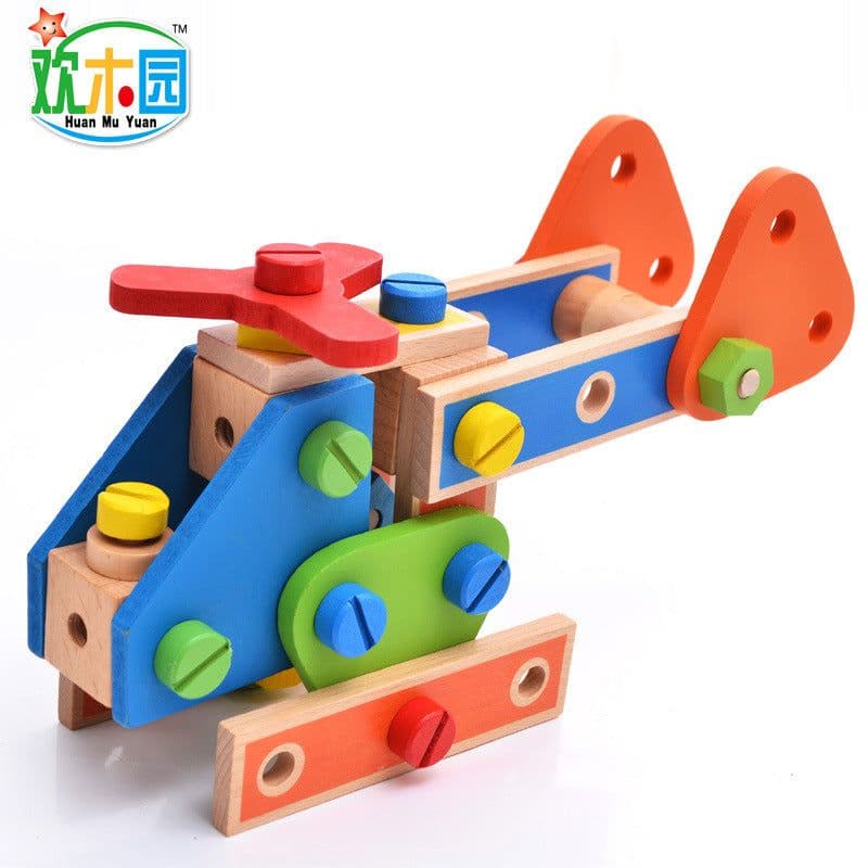 image-Wooden Nut Combination Building Blocks Toy for Kids 4-6 Years