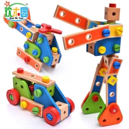 image-Wooden Nut Combination Building Blocks Toy for Kids 4-6 Years