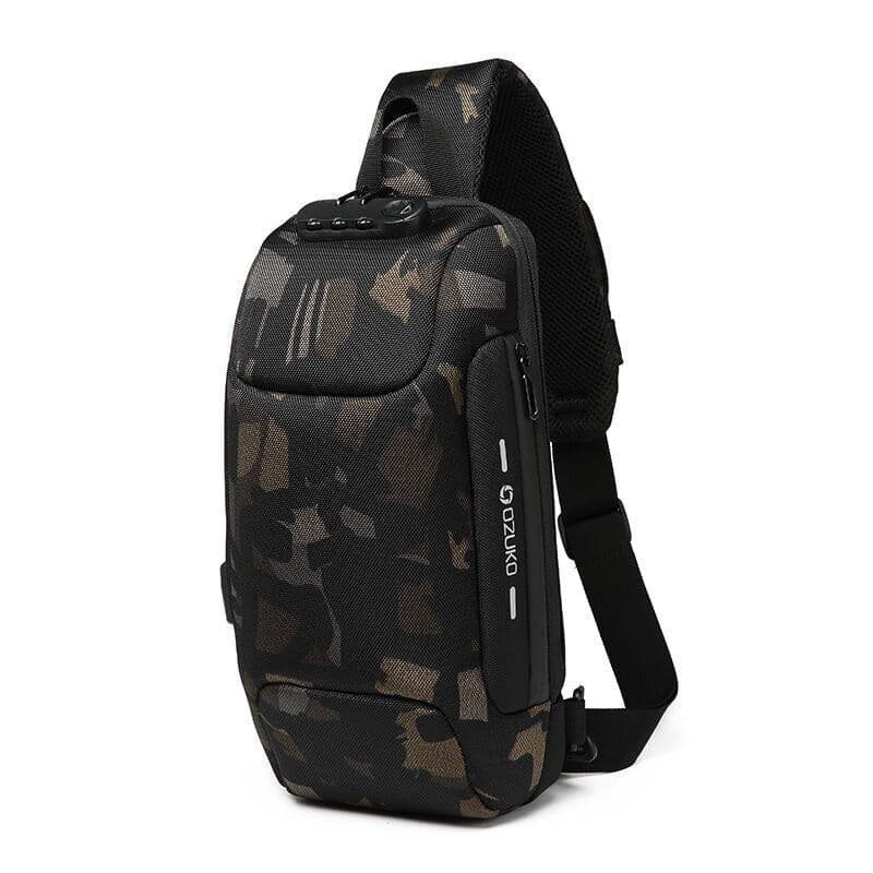image-OZUKO USB Anti-Theft Chest Bag Waterproof Oxford Cloth Crossbody
