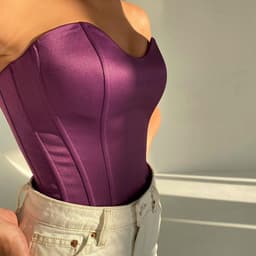 image-Women's Ribbed Corset Tank Top - Solid Color V-Neck Wrap Style Vest