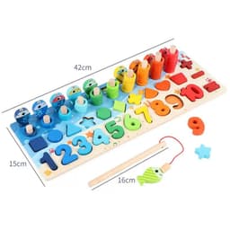 image-Wooden Magnetic Fishing Math Puzzle Board for Children 4-6 Years