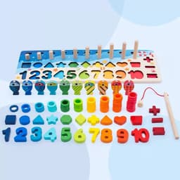 image-Wooden Magnetic Fishing Math Puzzle Board for Children 4-6 Years