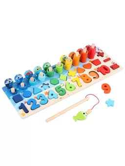 image-Wooden Magnetic Fishing Math Puzzle Board for Children 4-6 Years