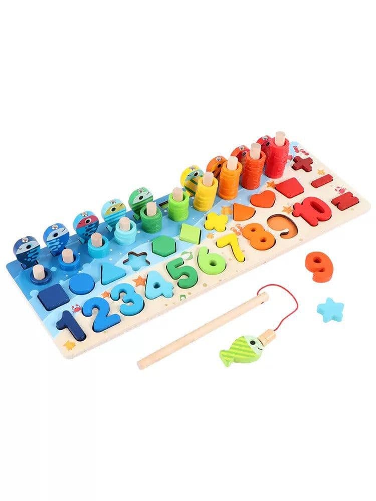 image-Wooden Magnetic Fishing Math Puzzle Board for Children 4-6 Years