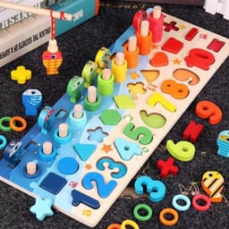 image-Wooden Magnetic Fishing Math Puzzle Board for Children 4-6 Years