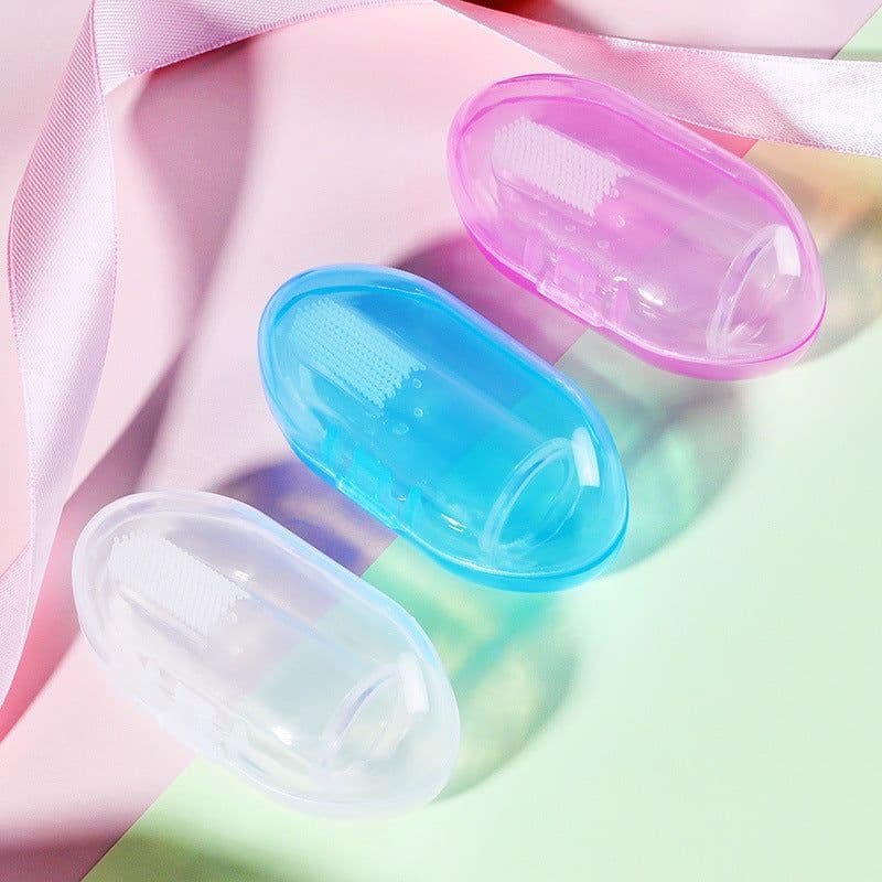 image-Baby Finger Toothbrush Storage Box PP Material Pink