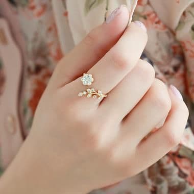 image-Dai Angel Korean Style Diamond Flower Open Ring D2052.10275