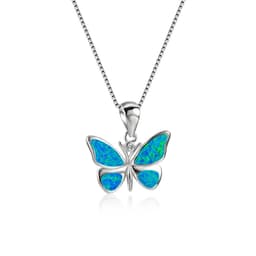 image-Korean Butterfly Opal Necklace Pendant Collarbone Chain for Women