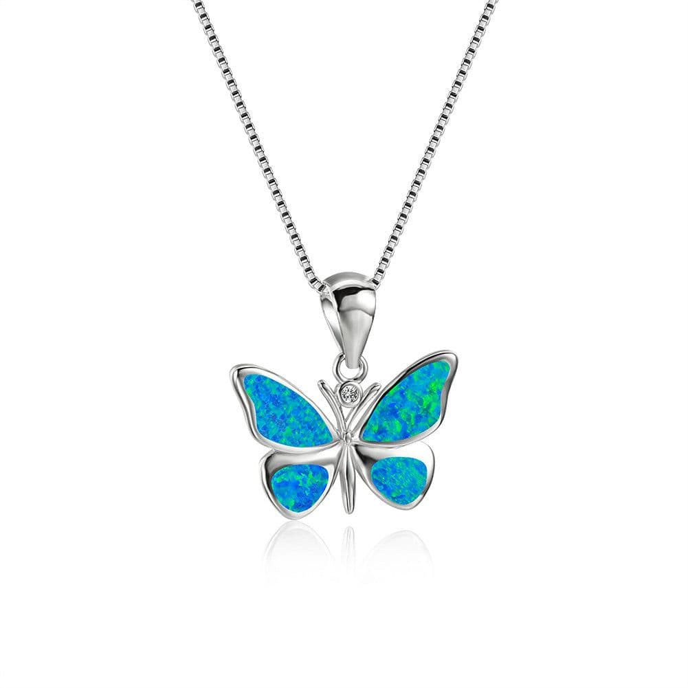 image-Korean Butterfly Opal Necklace Pendant Collarbone Chain for Women