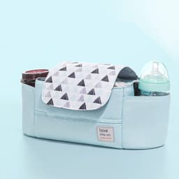 image-Baby Stroller Storage Bag - Large Capacity Organizer with Hooks