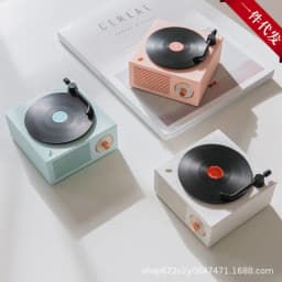 image-Retro Atomic Vinyl Record Player Bluetooth Speaker USB Desktop Mini Speaker