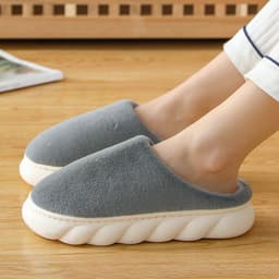 image-Relia Unisex Indoor Cotton Slippers Thick Sole Plush Winter Warm