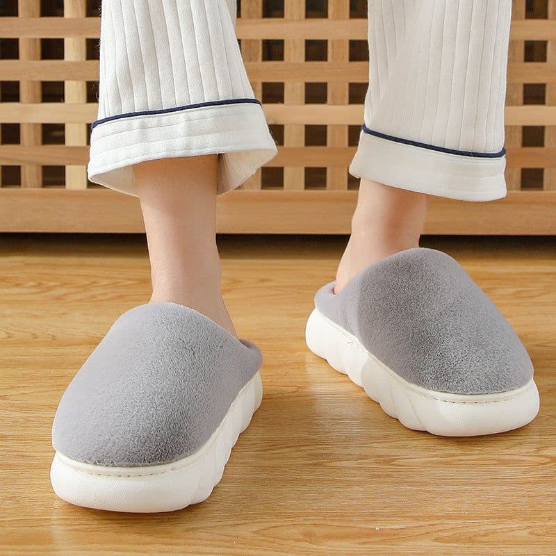image-Relia Unisex Indoor Cotton Slippers Thick Sole Plush Winter Warm