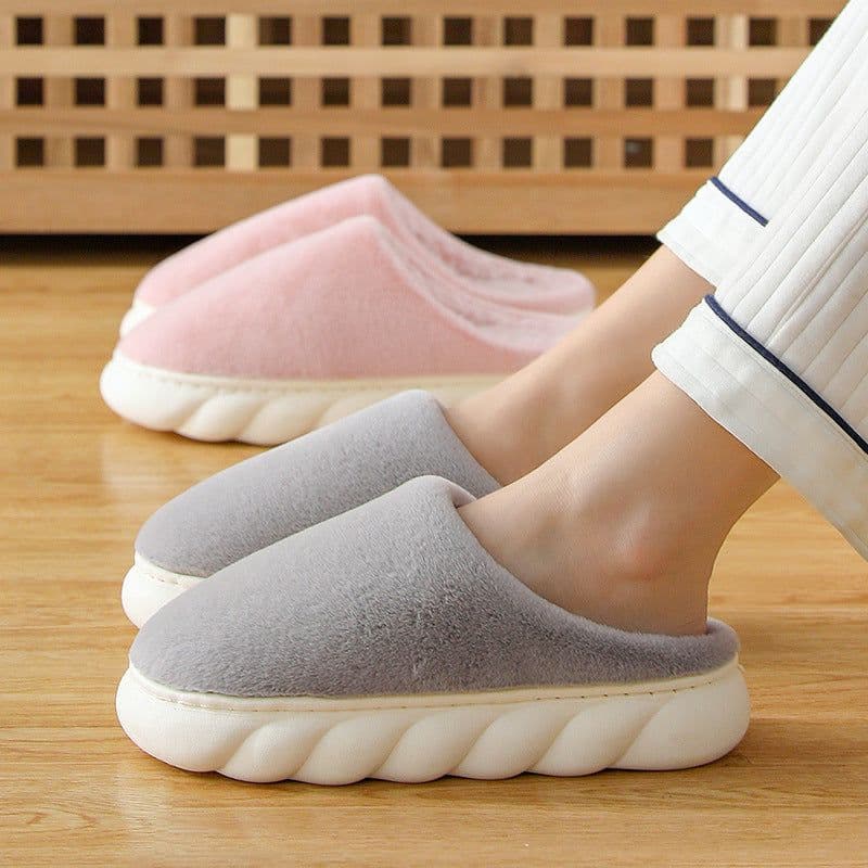 image-Relia Unisex Indoor Cotton Slippers Thick Sole Plush Winter Warm