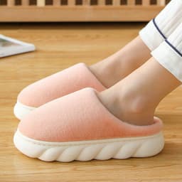 image-Relia Unisex Indoor Cotton Slippers Thick Sole Plush Winter Warm