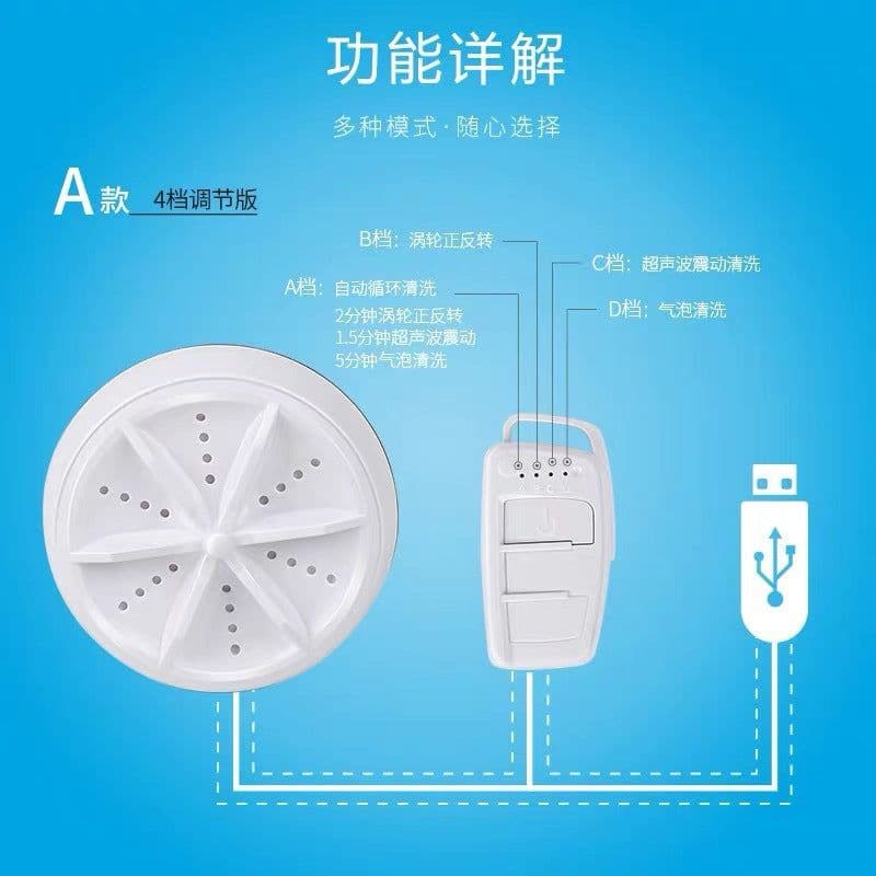 image-Portable Mini USB Ultrasonic Washing Machine for Small Garments