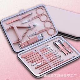 image-18-Piece Stainless Steel Manicure Nail Clipper Set Rose Gold