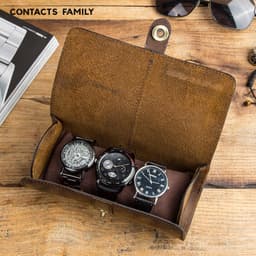 image-CONTACTS FAMILY Crazy Horse Leather Watch Box Round Buckle 3-Pack