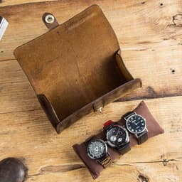 image-CONTACTS FAMILY Crazy Horse Leather Watch Box Round Buckle 3-Pack