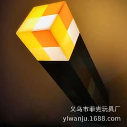 image-Minecraft Rechargeable Torch LED Night Light Voice Control Color Changing