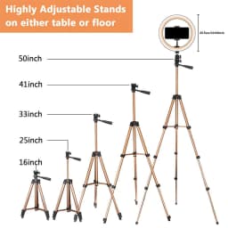 image-10 Inch Selfie Ring Light with 130cm Tripod Stand and Remote Control