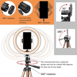 image-10 Inch Selfie Ring Light with 130cm Tripod Stand and Remote Control