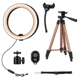image-10 Inch Selfie Ring Light with 130cm Tripod Stand and Remote Control