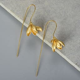 image-Sterling Silver S925 Magnolia Flower Drop Earrings Chinese Style