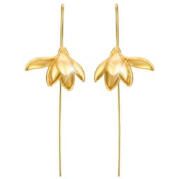 image-Sterling Silver S925 Magnolia Flower Drop Earrings Chinese Style