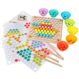 image-ohye Wooden Bead Clipping Puzzle Toy Hand-Eye Coordination Training