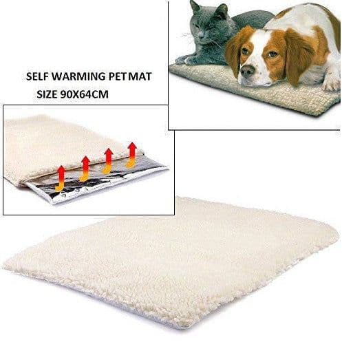 image-Self-Heating Pet Pad Washable Lamb Fleece 90x64cm Dog Cat Mat