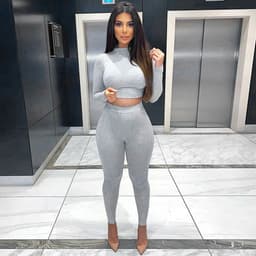 image-Women's Green 2-Piece Tracksuit Long Sleeve Top Pencil Pants Set