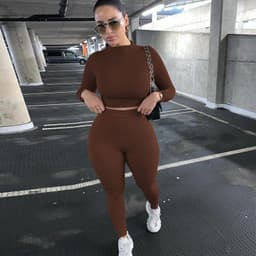 image-Women's Green 2-Piece Tracksuit Long Sleeve Top Pencil Pants Set