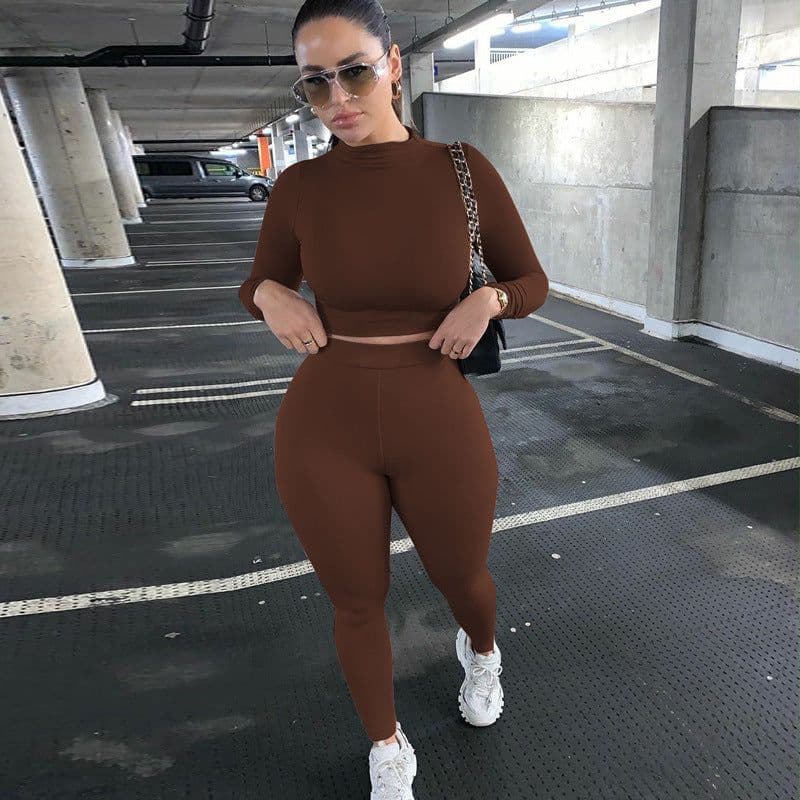 image-Women's Green 2-Piece Tracksuit Long Sleeve Top Pencil Pants Set