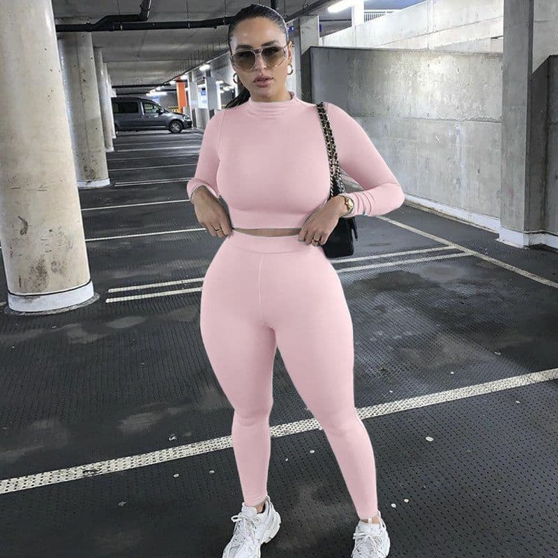 image-Women's Green 2-Piece Tracksuit Long Sleeve Top Pencil Pants Set