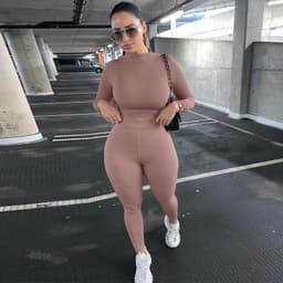 image-Women's Green 2-Piece Tracksuit Long Sleeve Top Pencil Pants Set