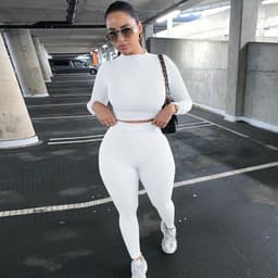 image-Women's Green 2-Piece Tracksuit Long Sleeve Top Pencil Pants Set