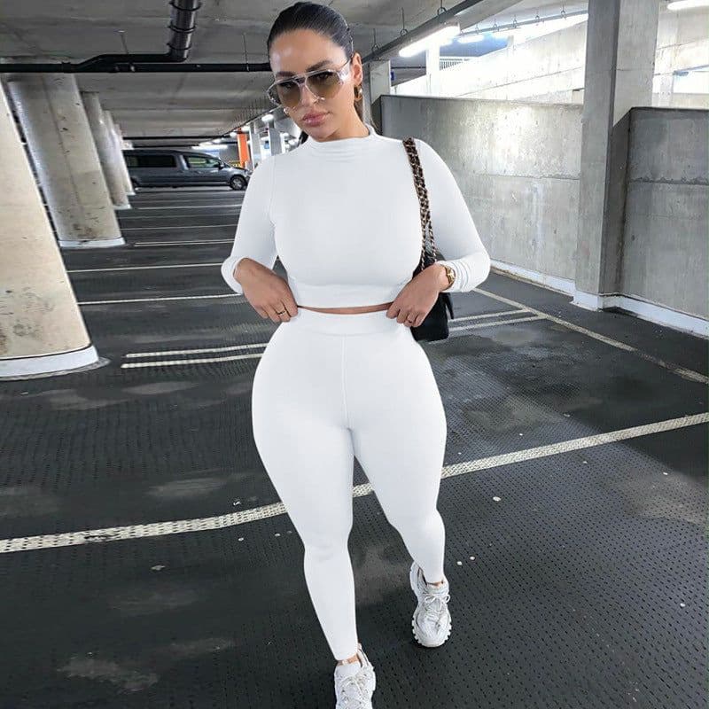 image-Women's Green 2-Piece Tracksuit Long Sleeve Top Pencil Pants Set