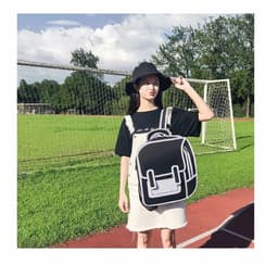 image-Youpu Geometric Print School Backpack 20-35L Oxford Cloth Student Bag