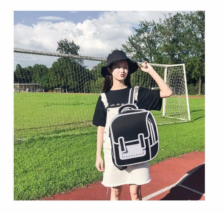 image-Youpu Geometric Print School Backpack 20-35L Oxford Cloth Student Bag