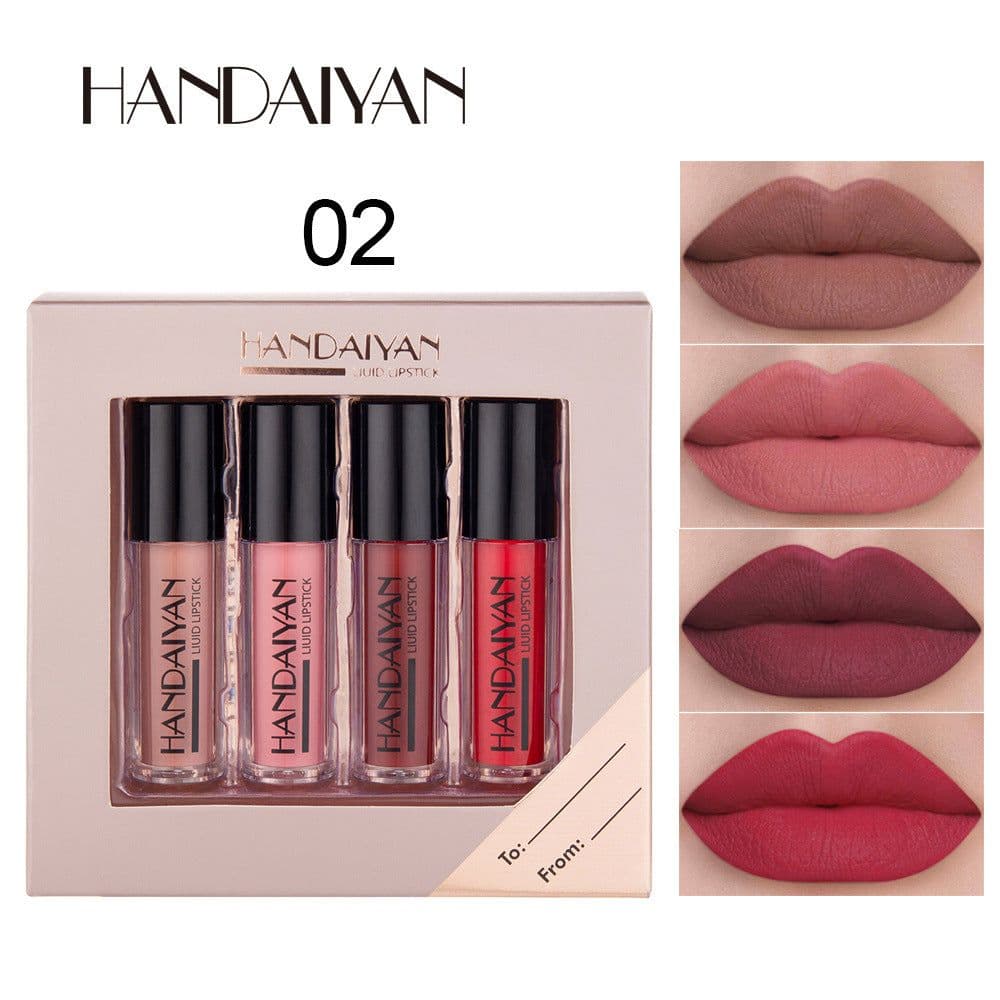 image-HANDAIYAN Matte Liquid Lip Gloss Set 4 Pack Non-Stick