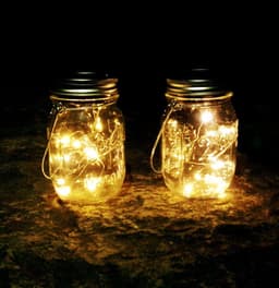 image-Solar Mason Jar Lid String Light 20LED Waterproof Outdoor Decoration