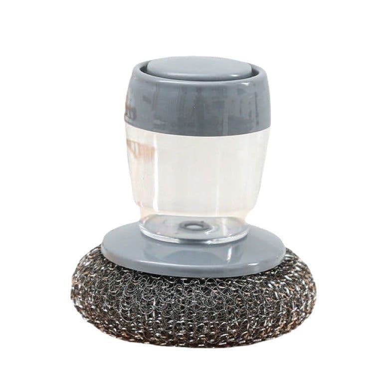 image-Kitchen Dish Brush with Liquid Soap Dispenser Press Type Sponge Head