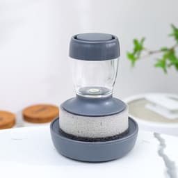 image-Kitchen Dish Brush with Liquid Soap Dispenser Press Type Sponge Head