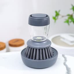 image-Kitchen Dish Brush with Liquid Soap Dispenser Press Type Sponge Head