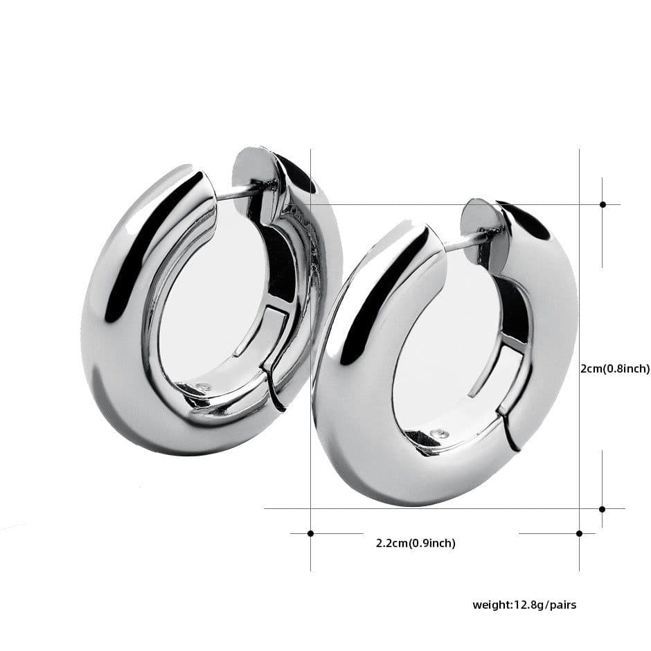 image-Stainless Steel Round Wire Earrings Hypoallergenic