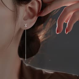 image-Sterling Silver Letter Earrings Korean Style Ear Wire EX2-614