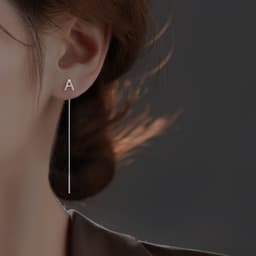 image-Sterling Silver Letter Earrings Korean Style Ear Wire EX2-614