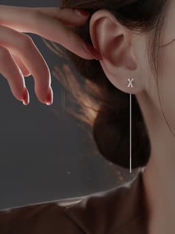 image-Sterling Silver Letter Earrings Korean Style Ear Wire EX2-614