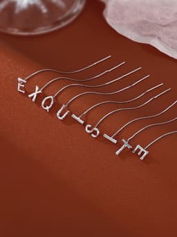 image-Sterling Silver Letter Earrings Korean Style Ear Wire EX2-614